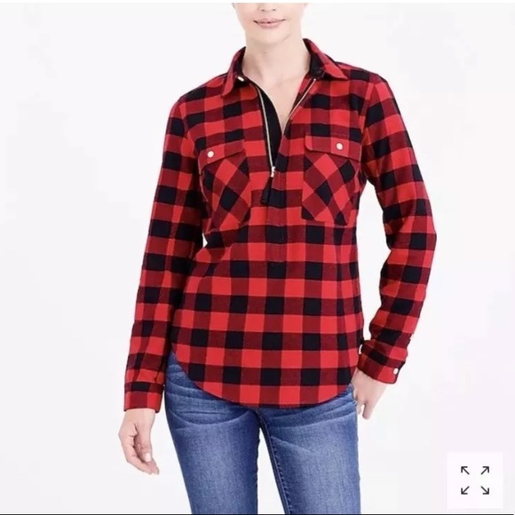 NEW J. Crew plaid shacket shirt jacket/zip up popover - Picture 3 of 8